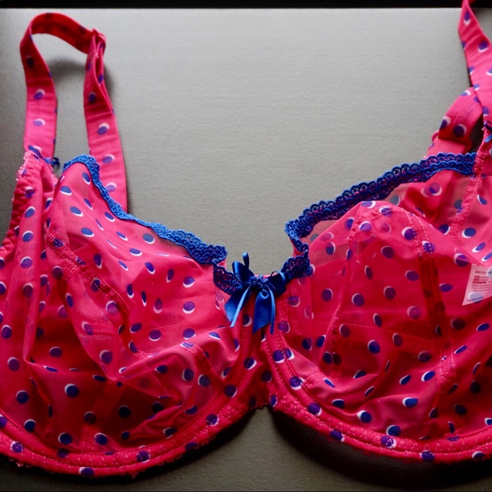Pink Freya Bra with Blue Polka Dots
